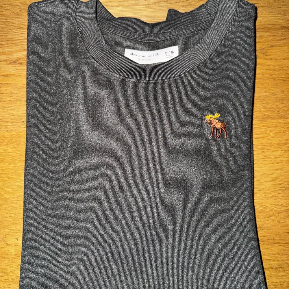 Abercrombie Kids Charcoal Sweatshirt with Embroidered Moose